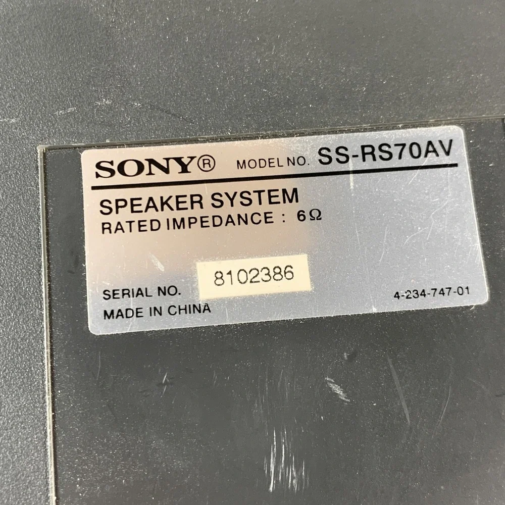 Sony SS-RS70AV‎ 2-Way Bookshelf Speaker Single Unit 6 Ohm